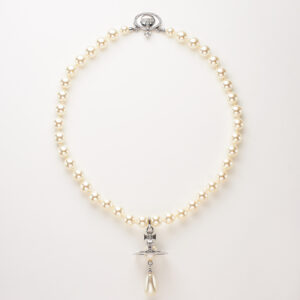 Vivienne Westwood Water drop pearl chain three-dimensional Saturn UFO necklace retro style